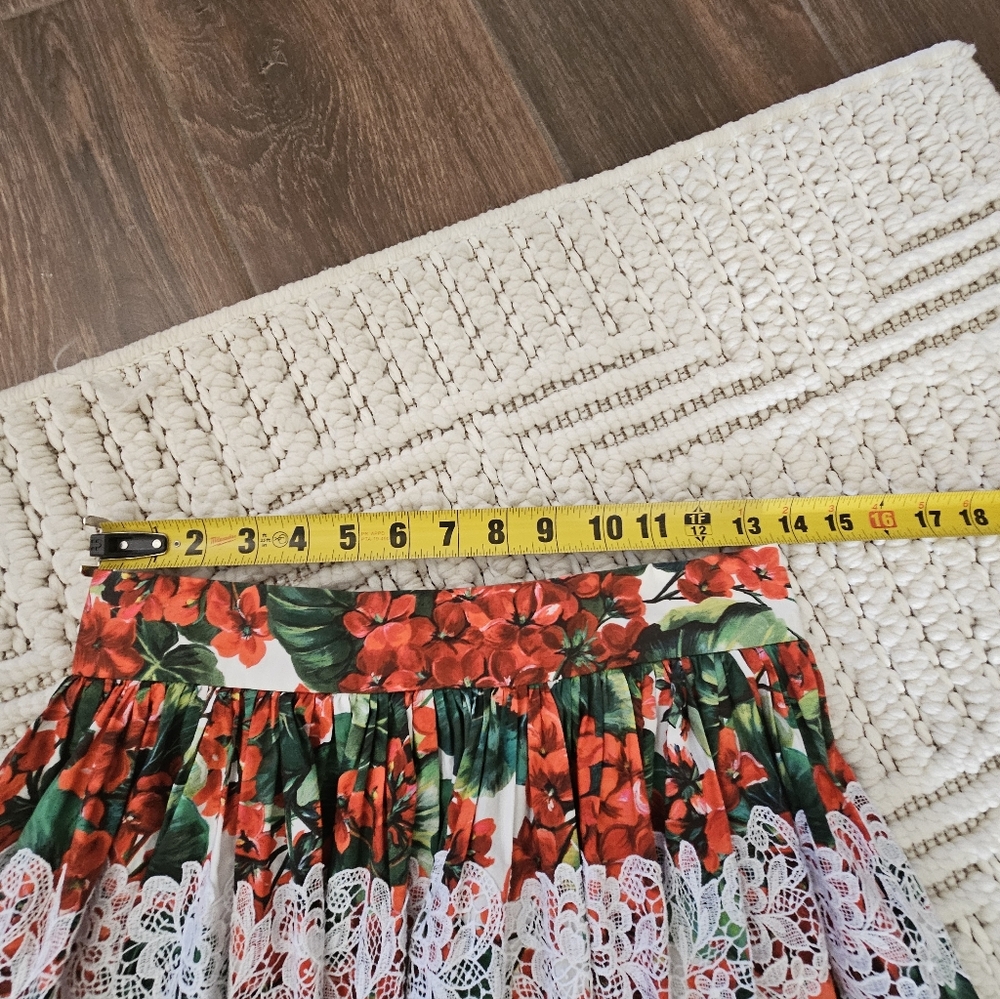 DOLCE & GABBANA Portofino Popli Geranium Floral Lace Skirt Sz 40/US 8 10 Medium - Picture 7 of 11